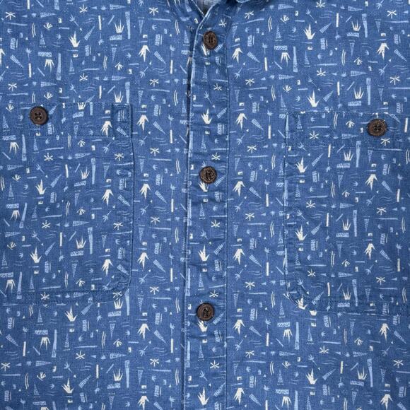 Patagonia Short Sleeve Button Down Shirt Blue Pattern Men’s Large - Picture 2 of 7